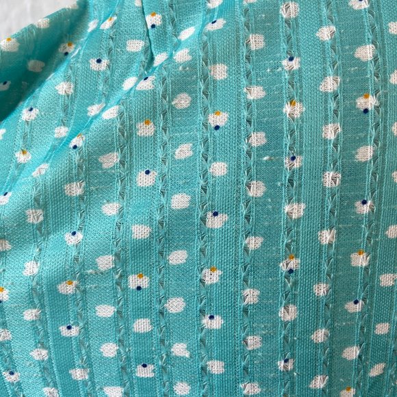 Vintage 60’s Retro Teal Polka Dot Print Abstract Belted Midi Dress Frock - Picture 14 of 14
